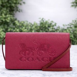 COACH NWT Foldover Clutch Violet Pebble Leather:Carriage Snap Crossbody Bag